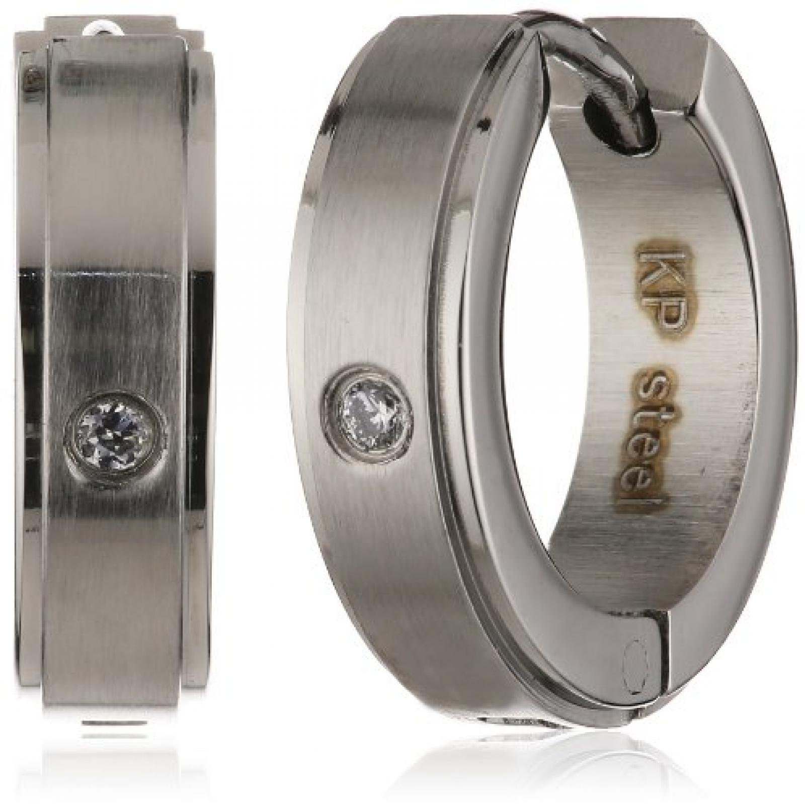 ZEEme Damen-Creolen Edelstahl 2 Kristalle farblos 385010007 ZEEme Damen-Creolen Edelstahl 2 Kristalle farblos 385010007