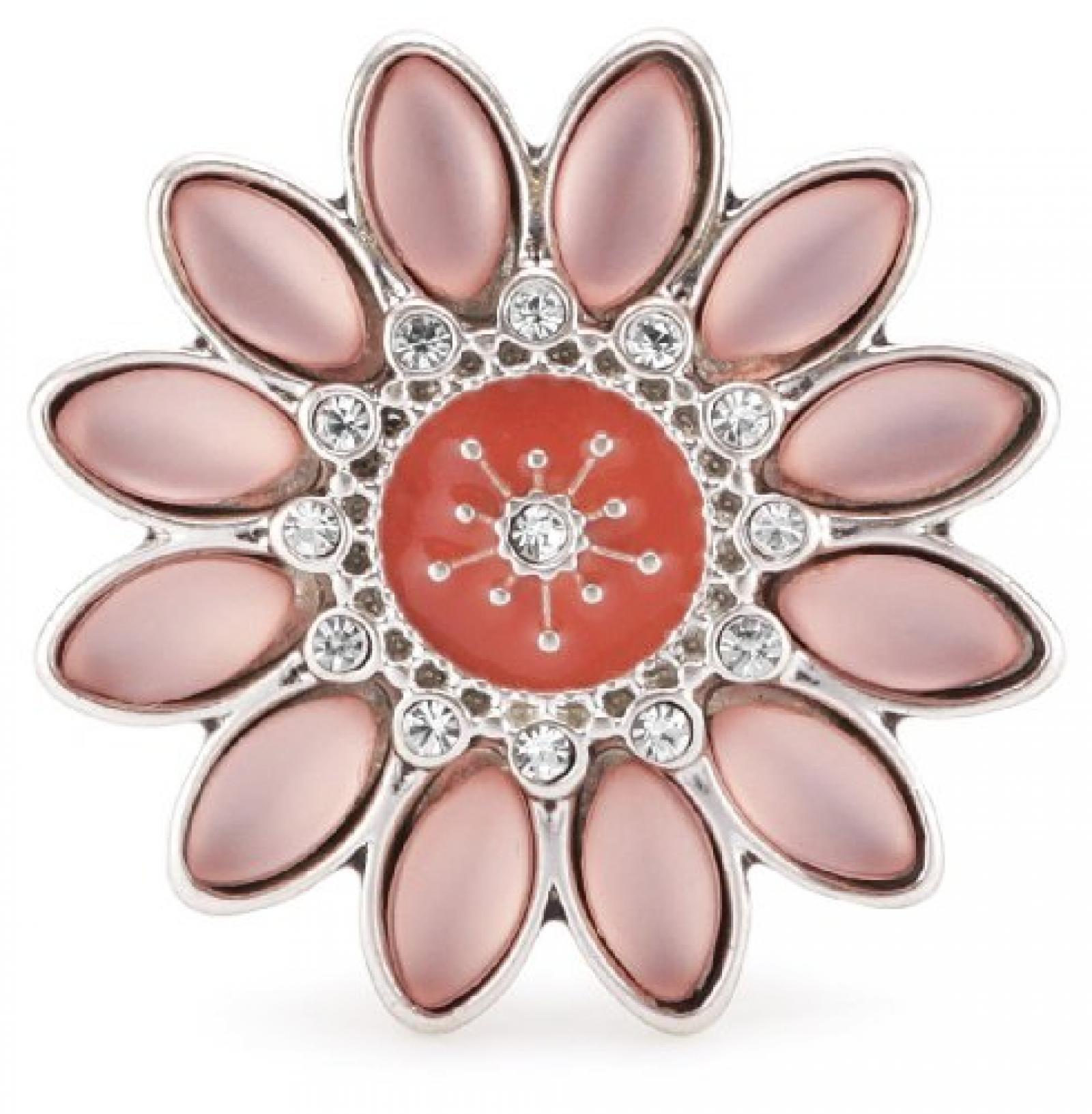 Pilgrim Damen-Ring Finger Flashy Flower versilbert hellrot 26121-6704 gr&ouml;&szlig;enverstellbar 