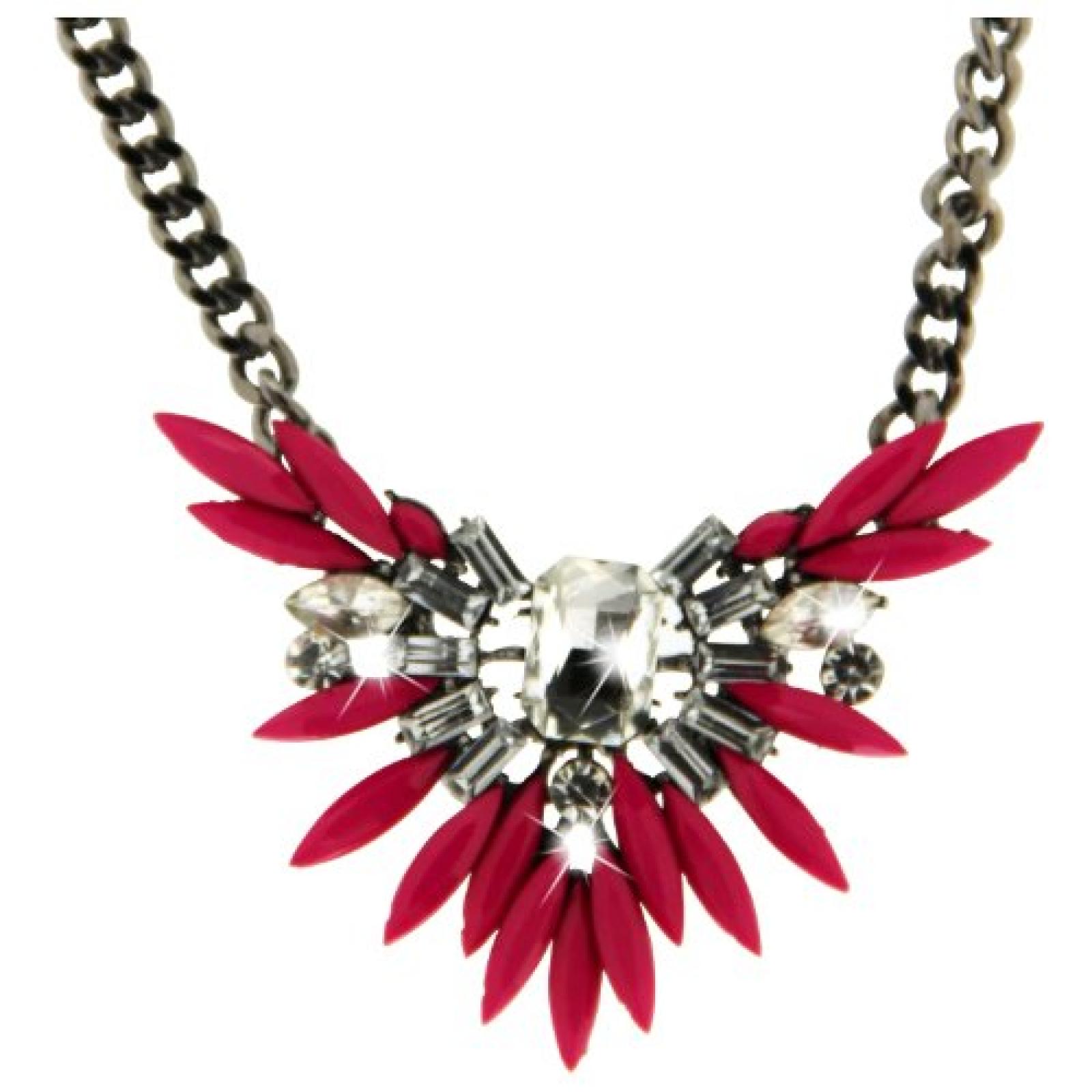 Sweet Deluxe Damen Halskette Messing rhodiniert Glas 45 cm pink 03009 