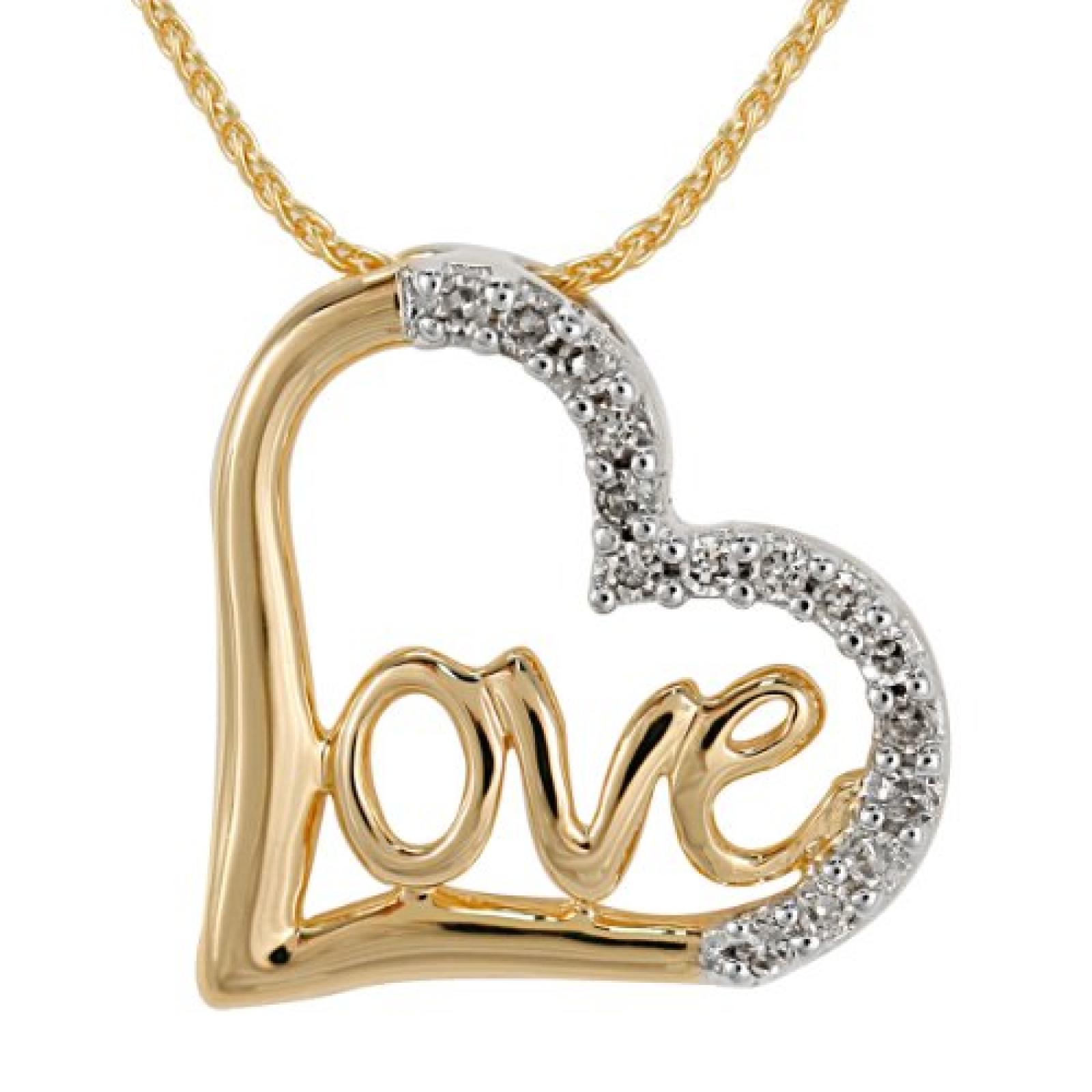 Bella Donna Damen-Halskette mit Anh&auml;nger 585 Gelbgold teilrhodiniert 15 Diamanten 0.10 Carat 45 cm 630451 