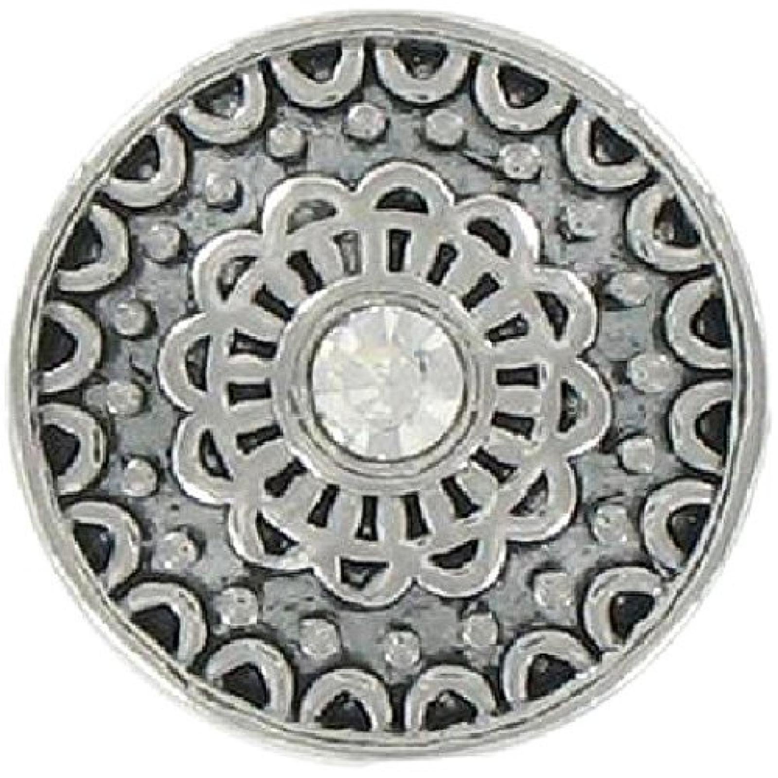 Quiges, Eligo Jewellery 18mm Druckknopf Click Button Versilbert CZ Kern Ornament Chunk f&uuml;r Eligo 18mm Chunk Armb&auml;nder 