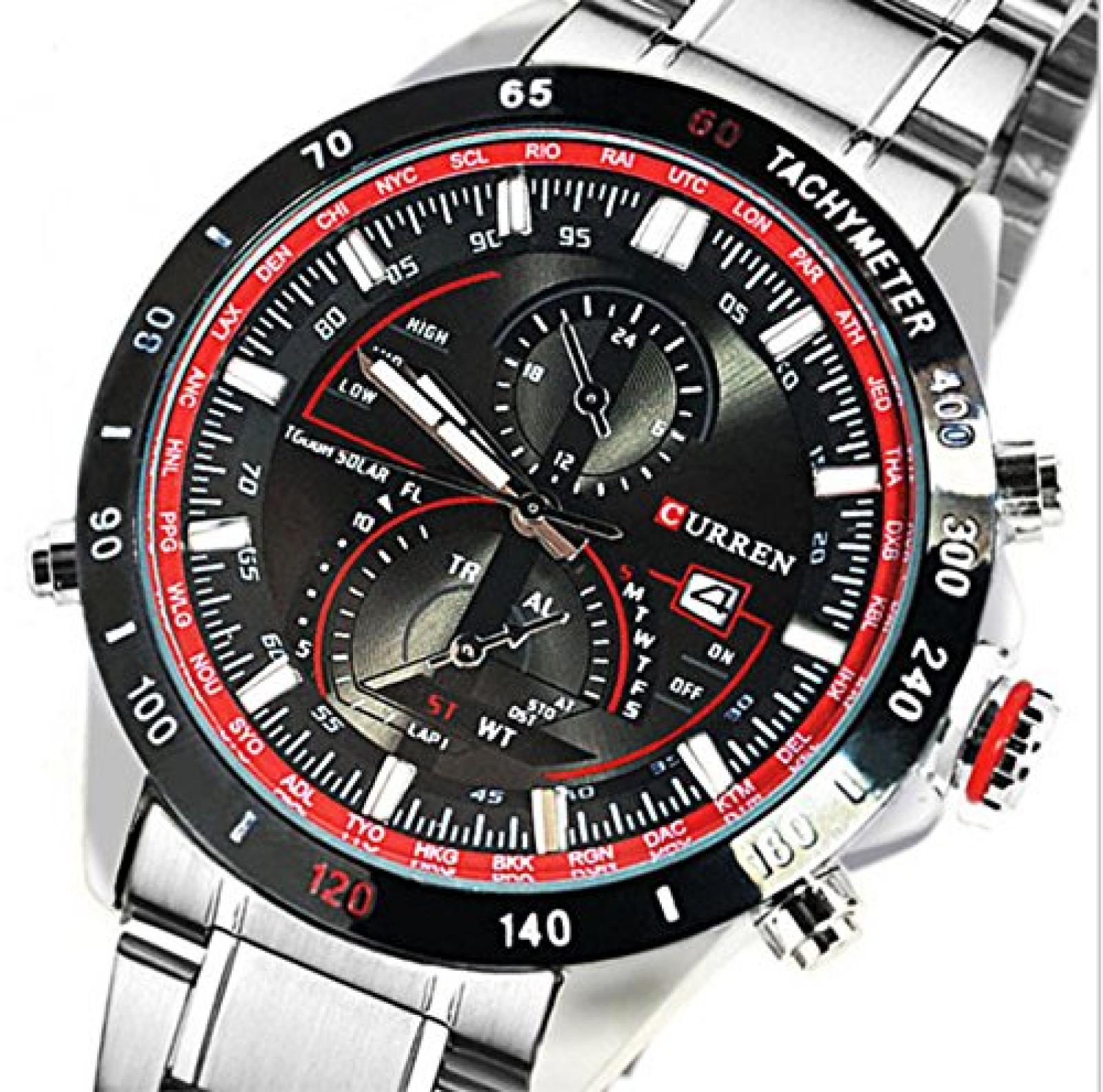 Sportuhr Pilot - Sportliches Design mit topaktuellen, roten Akzenten - Pr&auml;zessionsuhrwerk - Analog 