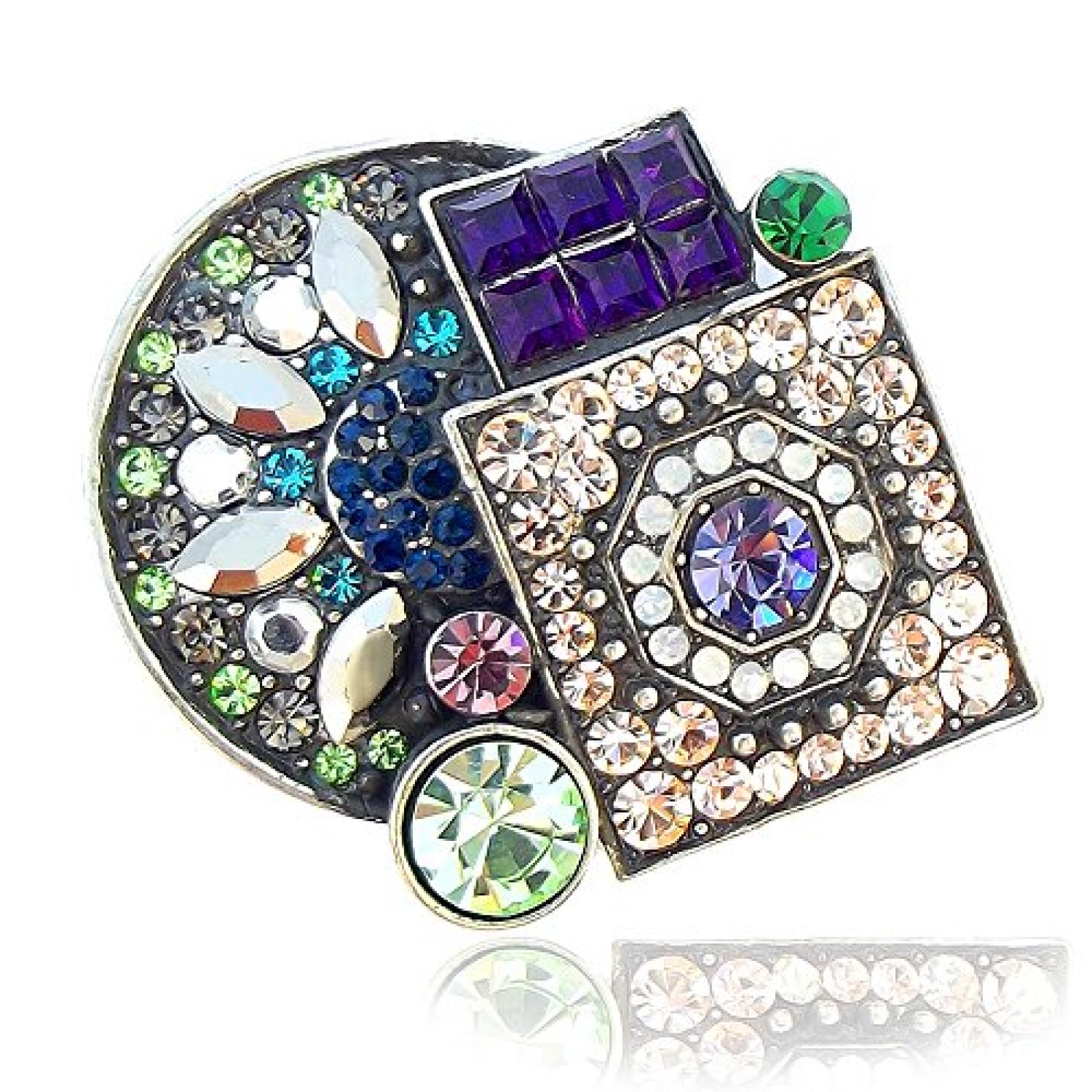 Vintage Brosche Multicolor mit Strass Kristallen - Multicolor - in Schmucks&auml;ckchen 