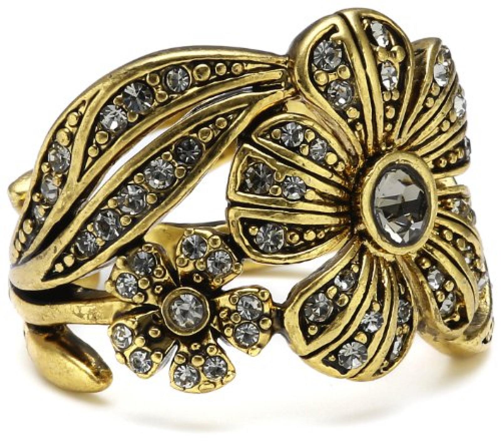 Pilgrim Jewelry Damen-Ring aus der Serie Desert flower vergoldet grau verstellbar 1.6 cm 121232104 