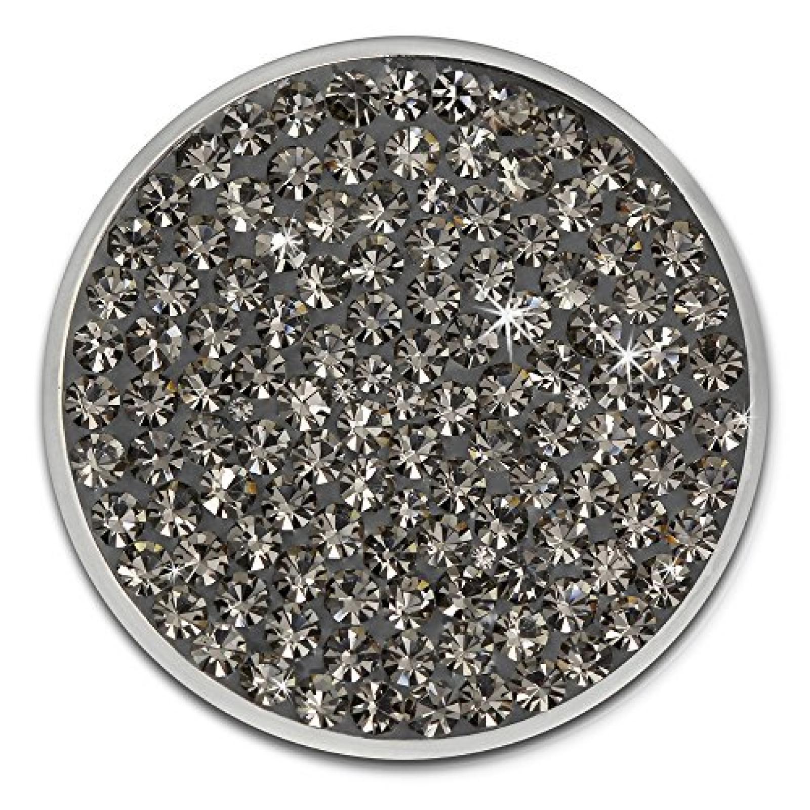 Amello Coin Edelstahl-Schmuck Coin mit Zirkonia grau - Coin f&uuml;r Amello Coinsfassung f&uuml;r Damen - Edelstahlschmuck Stainless Steel ESC301K 